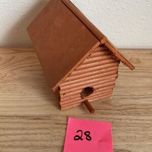 Handmade Log Cabin Birdhouse Reclaimed Iowa Barn Wood #28 Homemade Folk Art